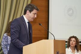 Intervención de Antonio Gómez-Reino. Entrega del Premio del Aula de Economía y Deporte de la Universidad de Málaga a la Selección Española de Fútbol Femenino. Edificio del Rectorado. Febrero de 2024