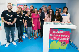Estand de Relaciones Internacionales y Cooperación. Jornadas de Puertas Abiertas de la Universidad de Málaga. Complejo Polideportivo Universitario. Abril de 2018