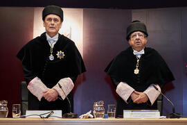 José Carlos Gómez y José Ángel Narváez. Entrega de la Medalla de Oro de la Universidad de Córdoba a la Universidad de Málaga. Córdoba. Junio de 2022