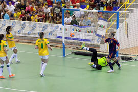 Partido Brasil contra España. 14º Campeonato del Mundo Universitario de Fútbol Sala 2014 (FUTSAL). Antequera. Julio de 2014