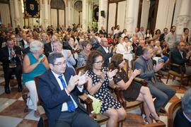 Asistentes al nombramiento de Eugenio Chicano como miembro de la Real Academia de Bellas Artes de San Telmo. Salón de los Espejos, Ayuntamiento de Málaga. Septiembre de 2016