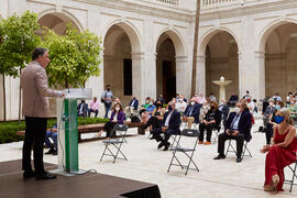 Intervención de Elías Bendodo en la inauguración de la exposición "Eugenio Chicano Siempre". Museo de Málaga. Mayo de 2021