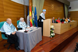 Discurso de "laudatio". Investidura de Miguel Sáenz Sagaseta y Brian Harris como Doctores "Honoris Causa" por la Facultad de Filosofía y Letras de la Universidad de Málaga. Edificio del Rectorado. Febrero de 2020