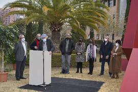 Intervención de Robert Harding. Inauguración de la escultura "6+1", de José Ignacio Díaz de Rábago. Facultad de Ciencias de la Educación y Psicología. Campus de Teatinos. Enero de 2022