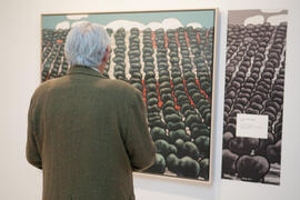 Momentos previos a la inauguración de la exposición "Paisajes Andaluces", de Eugenio Chicano. Museo del Patrimonio Municipal. Diciembre de 2016