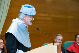 Discurso de "laudatio". Investidura de Miguel Sáenz Sagaseta y Brian Harris como Doctores "Honoris Causa" por la Facultad de Filosofía y Letras de la Universidad de Málaga. Edificio del Rectorado. Febrero de 2020