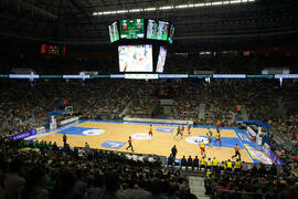 Partido del Unicaja Baloncesto homenaje a la Facultad de Económicas en su 50 Aniversario. Palacio de Deportes José María Martín Carpena. Mayo de 2015