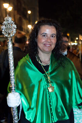 Ana Rosa del Águila en la Estación de Penitencia de la Hermandad de los Estudiantes. Málaga. Marzo de 2015