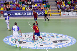 Partido España contra Eslovaquia. 14º Campeonato del Mundo Universitario de Fútbol Sala 2014 (FUTSAL). Antequera. Julio de 2014