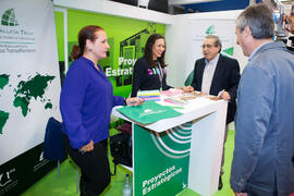 Estand del Vicerrectorado de Proyectos Estratégicos. Jornadas de Puertas Abiertas de la Universidad de Málaga. Complejo Polideportivo Universitario. Abril de 2016