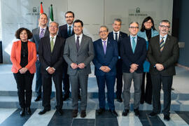 Foto de grupo. Toma de posesión de D. José Ángel Narváez Bueno como Rector de la Universidad de Málaga. Palacio de San Telmo, Sevilla. Enero de 2020