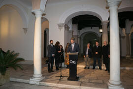 Gonzalo Otalecu. Inauguración de la exposición "Aguatintas por Seguiriyas", de Eugenio Chicano. Palacio Episcopal de Málaga. Enero de 2019
