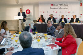 Intervención de Miguel Gaona. Desayuno Informativo de Aula Magna con motivo de su XX Aniversario. Consejo de Estudios Sociales y Comercio de la Universidad de Málaga. Mayo de 2018