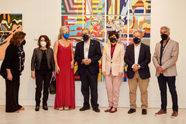 Foto de grupo tras la inauguración de la exposición "Eugenio Chicano Siempre". Museo de Málaga. Mayo de 2021