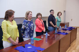Mesa presidencial. Graduación y clausura del curso del Aula de Mayores de la Universidad de Málaga. Paraninfo. Junio de 2015