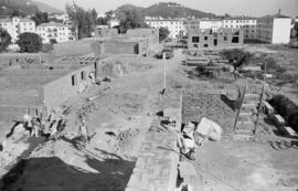 Málaga. Construcción del cuartel de la Guardia Civil. Ciudad Jardín. Septiembre de 1963