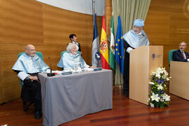 Discurso de "laudatio". Investidura de Miguel Sáenz Sagaseta y Brian Harris como Doctores "Honoris Causa" por la Facultad de Filosofía y Letras de la Universidad de Málaga. Edificio del Rectorado. Febrero de 2020