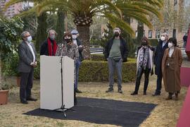 Intervención de María Isabel Hombrados. Inauguración de la escultura "6+1", de José Ignacio Díaz de Rábago. Facultad de Ciencias de la Educación y Psicología. Campus de Teatinos. Enero de 2022