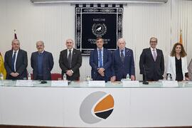 Mesa presidencial. Presentación del libro "50 años de doctores Honoris Causa por la Universidad de Málaga". Facultad de Ciencias Económicas y Empresariales. Febrero de 2024