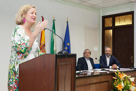 Susana Cabrera en la graduación de alumnos del CIE-UMA el Día del Español. Centro Internacional de Español de la Universidad de Málaga. Junio de 2016
