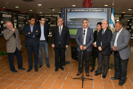 Intervención de Vicente Martínez en la inauguración de la exposición "La Rosaleda en 75 imágenes". Complejo Polideportivo Universitario. Marzo de 2017