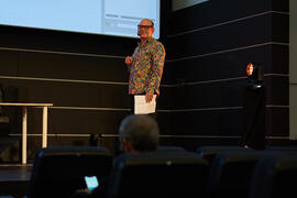 José Corbacho en el ensayo de la gala de inauguración de la 31ª edición de Fancine de la Universidad de Málaga. Cine Albéniz. Noviembre de 2021