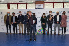 José Francisco Murillo presenta la Jornada de Puertas Abiertas de la Universidad de Málaga. Complejo Polideportivo Universitario. Marzo de 2022