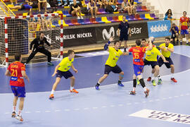 Partido Rumanía - España. Categoría masculina. Campeonato del Mundo Universitario de Balonmano. Antequera. Julio de 2016