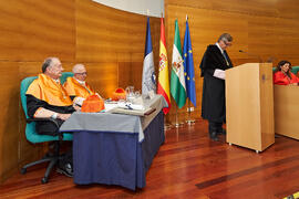 Discurso de Teodomiro López. Investidura de Jorge Martínez-Vázquez como Doctor "Honoris Causa" por la Universidad de Málaga. Edificio del Rectorado. Julio de 2025