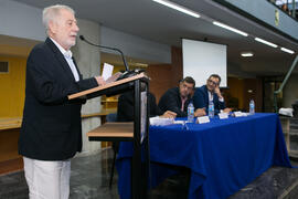 Intervención de José Infante. Homenaje a Pablo García Baena y Antonio Garrido. Biblioteca General. Octubre de 2018