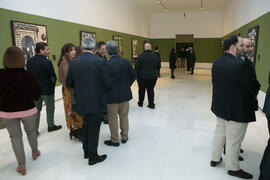 Ambiente en la inauguración de la exposición "Aguatintas por Seguiriyas", de Eugenio Chicano. Palacio Episcopal de Málaga. Enero de 2019
