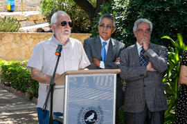 Intervención de Baltasar Cabezudo Artero. Inauguración de la glorieta Botánicos de la UMA. Jardín Botánico de la Universidad de Málaga. Junio de 2018