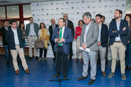 Intervención de José Luis Ruiz Espejo. Inauguración de las Jornadas de Puertas Abiertas de la Universidad de Málaga. Complejo Polideportivo Universitario. Abril de 2018