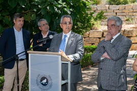 Intervención de Francisco Conde Poyales. Inauguración de la glorieta Botánicos de la UMA. Jardín Botánico de la Universidad de Málaga. Junio de 2018