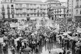 Manifestación por la concesión de una universidad a Málaga. Plaza de la Constitución. Noviembre, 1971.