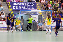 Partido Brasil contra España. 14º Campeonato del Mundo Universitario de Fútbol Sala 2014 (FUTSAL). Antequera. Julio de 2014