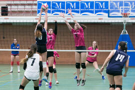 Partido femenino Universidad de Málaga - Universidad de A Coruña. Campeonato de España Universitario de Voleibol. Complejo Polideportivo Universitario. Abril de 2018