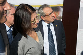 José Ángel Narváez y Rosa Esteve en la colocación de la primera piedra de la nueva Facultad de Psicología. Campus de Teatinos. Noviembre de 2017