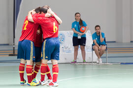 Partido España contra Portugal. 14º Campeonato del Mundo Universitario de Fútbol Sala 2014 (FUTSAL). Antequera. Julio de 2014