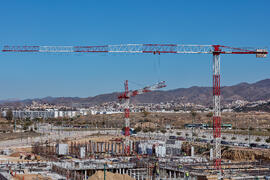 Obras de la nueva Facultad de Turismo. Campus de Teatinos. Febrero de 2022