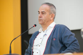 Miguel de Aguilera Moyano. Debate electoral entre los candidatos a Rector de la Universidad de Málaga. Escuela Técnica Superior de Ingeniería Industrial. Noviembre de 2015