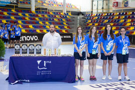 Mesa de trofeos. Ceremonia de clausura del Campeonato del Mundo Universitario de Balonmano. Antequera. Julio de 2016