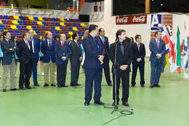 Intervención de Jose Alberto Athayde. Acto de clausura y entrega de medallas. 14º Campeonato del Mundo Universitario de Fútbol Sala 2014 (FUTSAL). Antequera. Julio de 2014