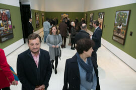 Ambiente en la inauguración de la exposición "Aguatintas por Seguiriyas", de Eugenio Chicano. Palacio Episcopal de Málaga. Enero de 2019
