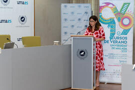 Intervención de Gemma del Corral. Presentación de los Cursos de Verano 2019. Edificio del Rectorado. Junio de 2019