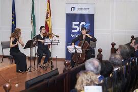 Trío de cuerdas. Celebración del 50 Aniversario de la Facultad de Medicina de la Universidad de Málaga. Facultad de Medicina. Octubre de 2022