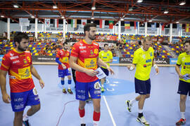 Partido Rumanía - España. Categoría masculina. Campeonato del Mundo Universitario de Balonmano. Antequera. Julio de 2016