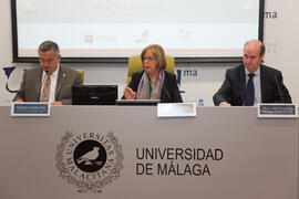 Telémaco Talavera, Adelaida de la Calle y Félix García. Clausura del X Pleno del Consejo Universitario Iberoamericano (CUIB). Rectorado. Marzo de 2012