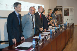 Mesa presidencial. Entrega de premios en el Paraninfo de la Universidad de Málaga. Olimpiada Española de Economía, Fase Nacional. Junio de 2015