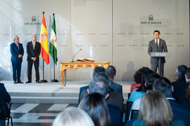 Intervención de Juan Manuel Moreno Bonilla. Toma de posesión de D. José Ángel Narváez Bueno como Rector de la Universidad de Málaga. Palacio de San Telmo, Sevilla. Enero de 2020